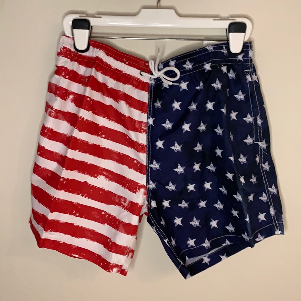 Trunks Surf & Swim Co. Sano Printed Swim Short Large Vintage American Flag
